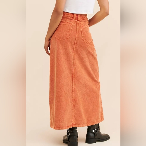 EUC Free People Rust Corduroy Maxi Skirt Come As You Are Size 6 Fits 8 - Picture 7 of 15